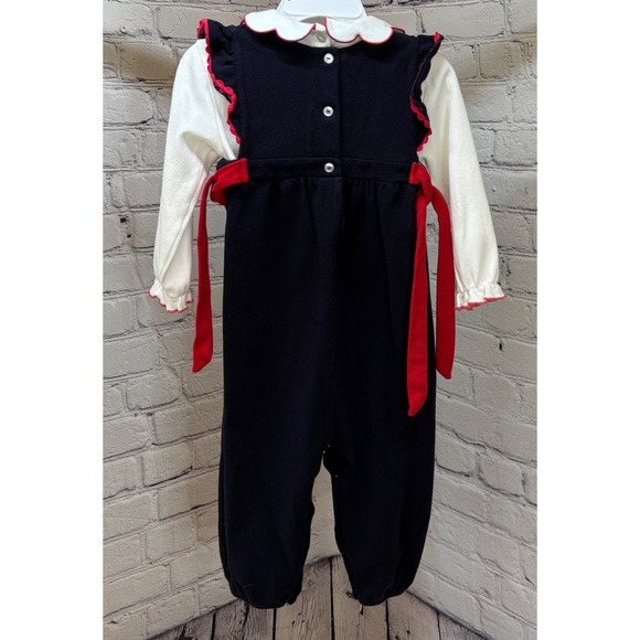 Bella Bliss Girl’s Berkley Overall w/Long Sleeve Pima Scallop Top (Size 24M) - Picture 2 of 9